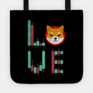 Vintage LOVE Stock Chart Shiba Inu Coin Valentine Shib Army Crypto Token Cryptocurrency Blockchain Wallet Birthday Gift For Men Women Kids Tote