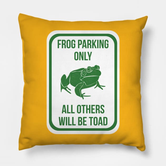 Frog Parking Only Pillow by Alissa Carin