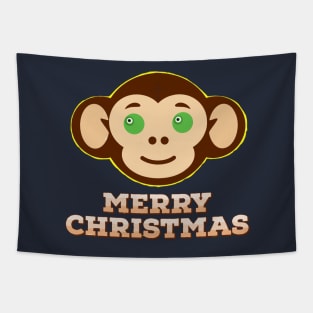 MERRY CHRISTMAS Planet Monkey Island Tapestry