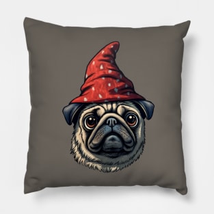 Little Red Wizard Pug Pillow