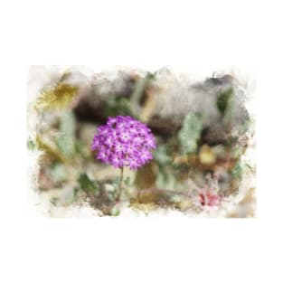 Closeup of Purple Verbena  Digital Watercolor Coachella Valley Wildlife Preserve T-Shirt