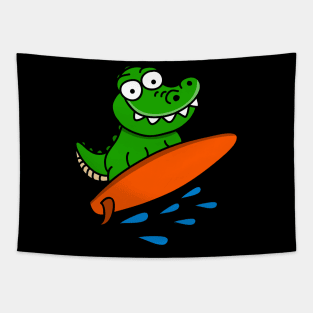 Surfing Crocodile Tapestry