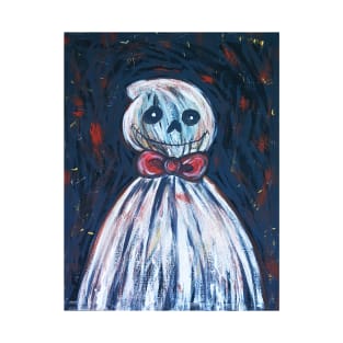 Spooky Portrait of a Ghost wearing a Bow Tie T-Shirt