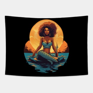 Siren of the Sea African American Mermaid Tapestry