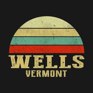 WELLS VERMONT Vintage Retro Sunset T-Shirt