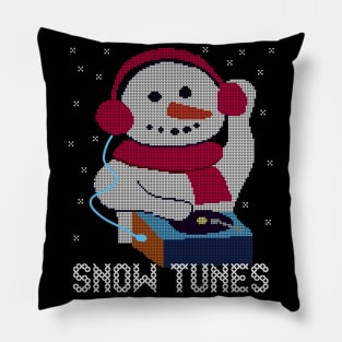 Ugly Christmas Sweater Snowman DJ playing Snow Tunes - Show Tunes Musical Theatre Pillow