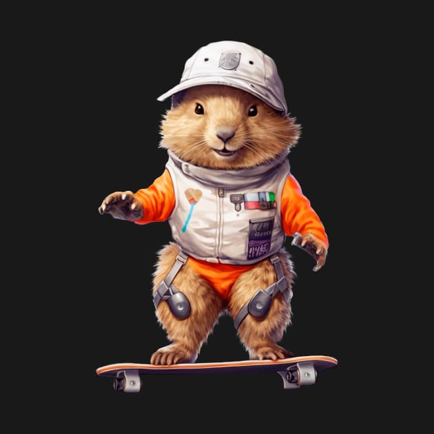 Marmot balancing on a skateboard by enyeniarts