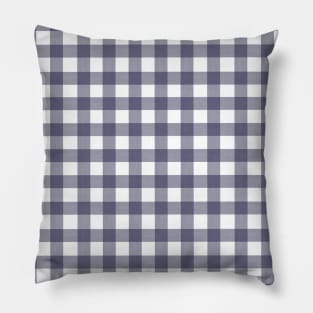 Hand-Drawn Blue Gingham Small Check Pattern On White Pillow