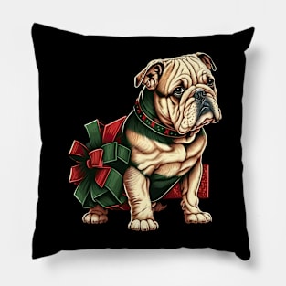 Bulldog Christmas Pillow