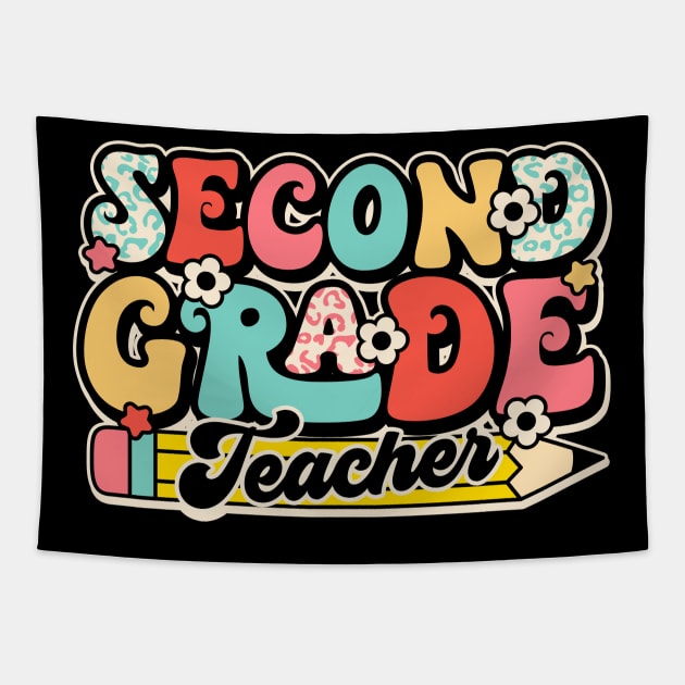 Retro Second Grade Teacher Flower Back To School For Boys Girl Tapestry by luxembourgertreatable