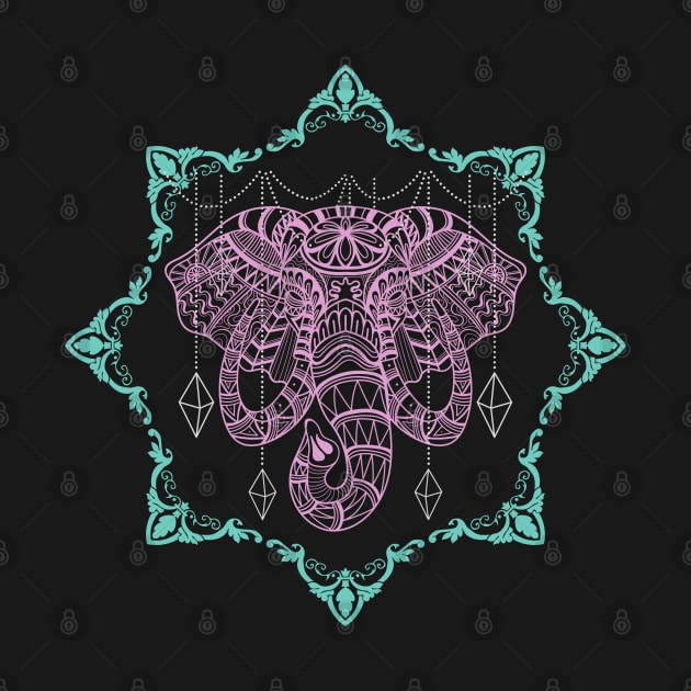 Elephant Mandala - Boho Animal Art by TopKnotDesign