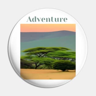 "Safari Drive Adventure - Serene Journey through the Wild, Vibey Safari-Inspired Tee, Unisex Adventure Lover T-shirt, Aesthetic Safari Scene, Nature-inspired Design" Pin