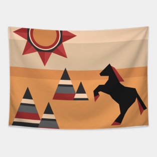 Horse jumping in mountains Tapestry