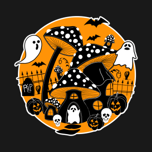 Mushroom Halloween Spooky Fairy House T-Shirt