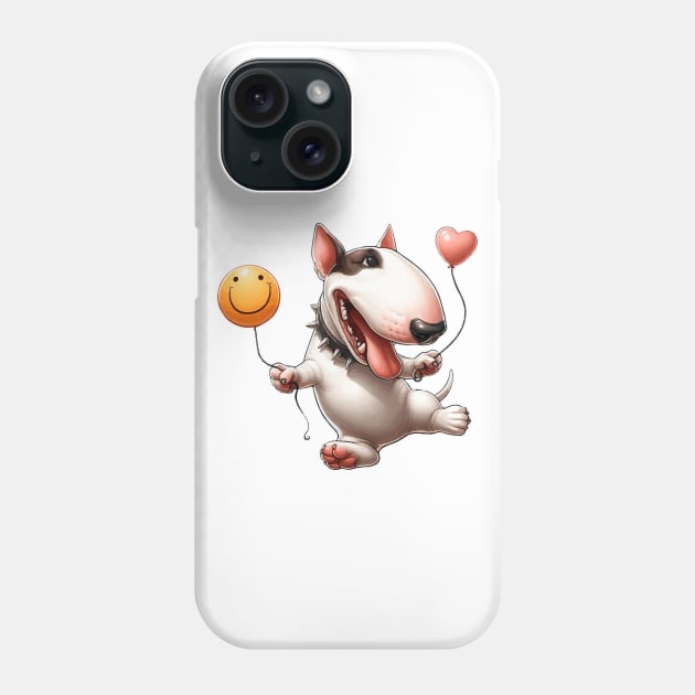 Bull Terrier with balloons Phone Case by Noewi