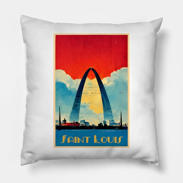 Saint Louis, Missouri Vintage Poster Pillow by The Experience