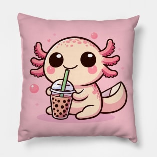 baby axolotl loves boba Pillow