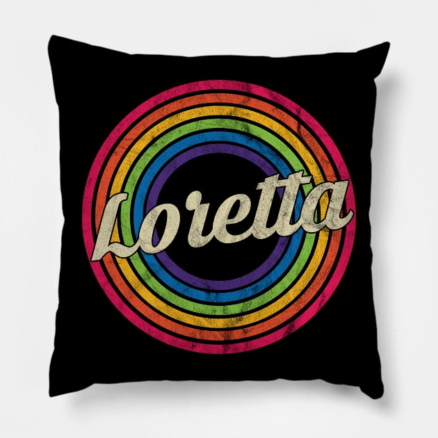 Loretta - Retro Rainbow Faded-Style Pillow by MaydenArt