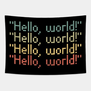 hello world funny retro design Tapestry