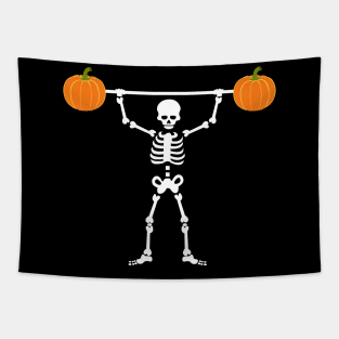 Skeleton Pumpkin Lifting Halloween Gift Tapestry