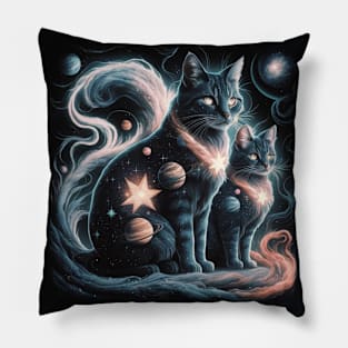 Cosmic Cat Fusion Pillow