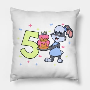 I am 5 with bunny - girl birthday 5 years old Pillow