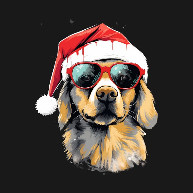 Magical Christmas Golden Retriever in the snow: cute four-legged friend with festive hat by MLArtifex