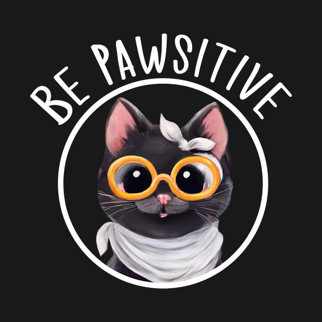 Stay Pawsitive Shirt, Be Pawsitive Shirt, Cat Positivity Shirt, Sarcastic Cat Shirt, cute paw t-shirt, Pawsitive Catitude, Funny Cat Lady Gift, Cat Mom Shirt Gift, Nerd Cat Shirt, Funny Nerdy Cat, Cute Nerd Cat Shirt, Cute Nerd Shirt, Cat Owner Gift Tee by GraviTeeGraphics