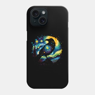 Crow in Starry Night Style Van Gogh Painting Raven Lover, black crows, raven, corvid, books, magic Phone Case