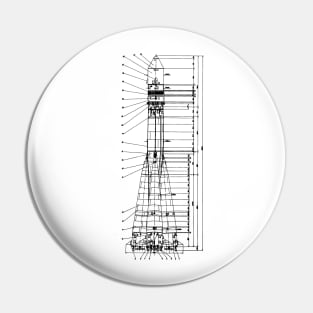 Vostok Rocket Blueprint Black Pin