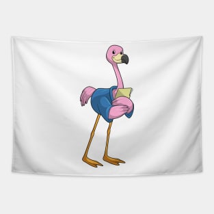 Flamingo as Secretary with Notepad Tapestry