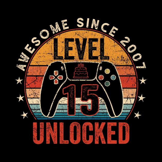 Vintage Level 15 Unlocked Video Gamer 15th Birthday by ArifLeleu