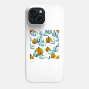 Watercolor Halloween Pumpkins - Blue & Orange Phone Case