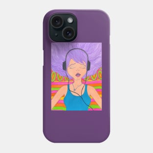 Girl with Headphones Singing Phone Case