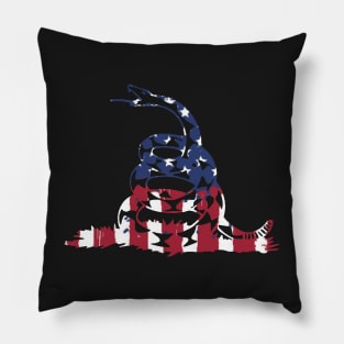 Don't tread on me rattlesnake painted american flag Pillow