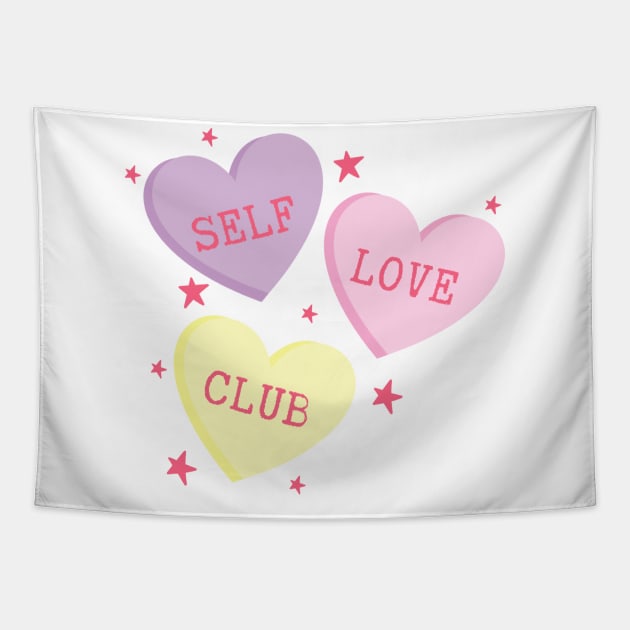 Self Love Club Candy Hearts Tapestry by itskeilabutler