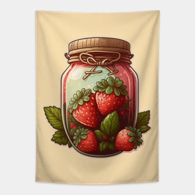 Cottagecore Strawberry Jam Tapestry by UnrealArtDude