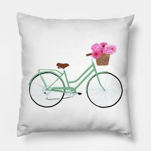 Bicycle Basket Full of Flowers Pillow