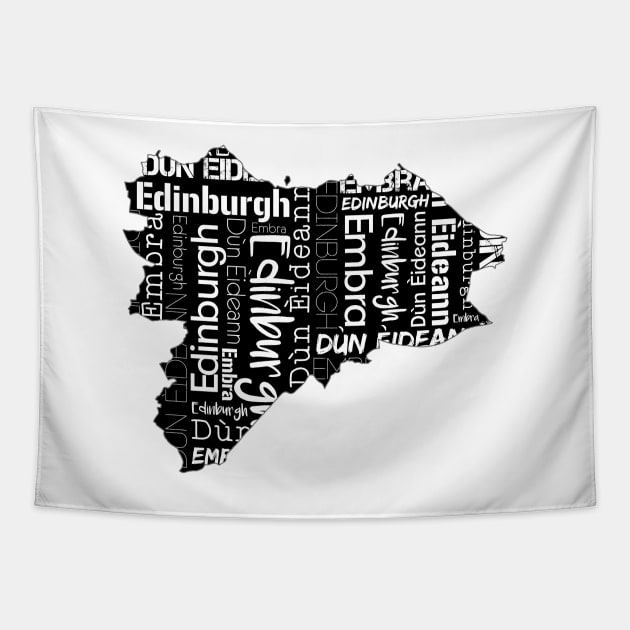 Edinburgh City Map With Text Tapestry by MacPean