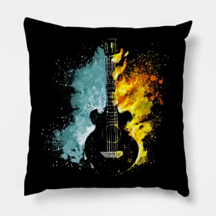 Guitar With Fire And Water Pillow