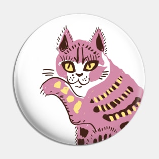 Cute Pink Folk Cat Pin