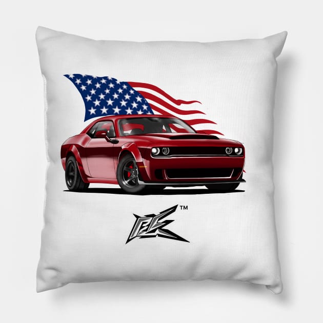 dodge challenger hellcat red Pillow by naquash