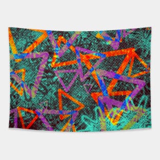 Psychedelic Triangles and Flowers Tapestry