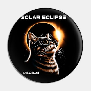 Tabby Solar Eclipse Adventure: Trendy Tee for Cat Lovers and Eclipses Pin