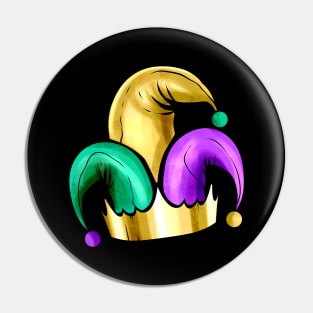 Purple, Yellow Golden And Green Jester Hat For Mardi Gras Pin