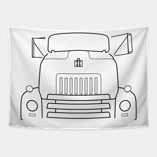 Vintage 1950s International Harvester COE truck black outline graphic Tapestry