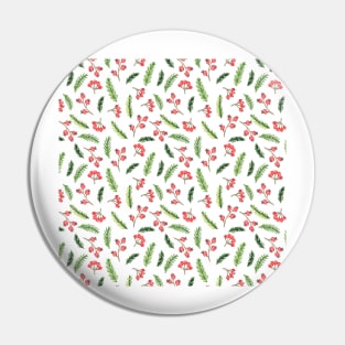Bright Hand Drawn Christmas Mistletoe Pattern Pin