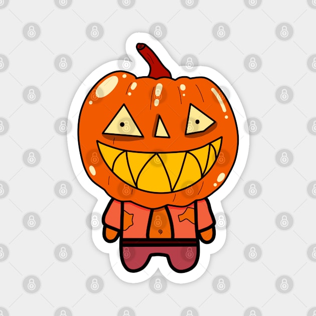 Orange Zombie Pumpkin Man of Halloween Magnet by BoboSong