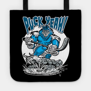 Puck Yeah Yeti Hockey Player Mascot Tote