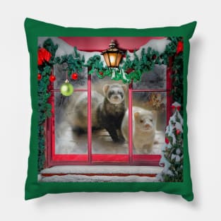 Ferrets The Night Before Christmas - Ferret art design Pillow